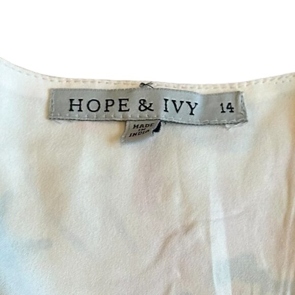 Hope & Ivy Maternity Tie Front Midi Tea Dress Satin Contrast Floral Size 14 NWOT - Picture 12 of 13